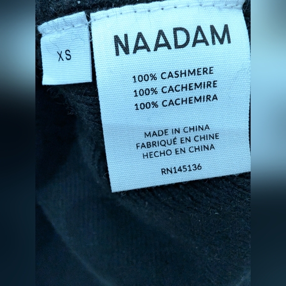 Naadam Cashmere Ribbed Henley in Black - Picture 5 of 6